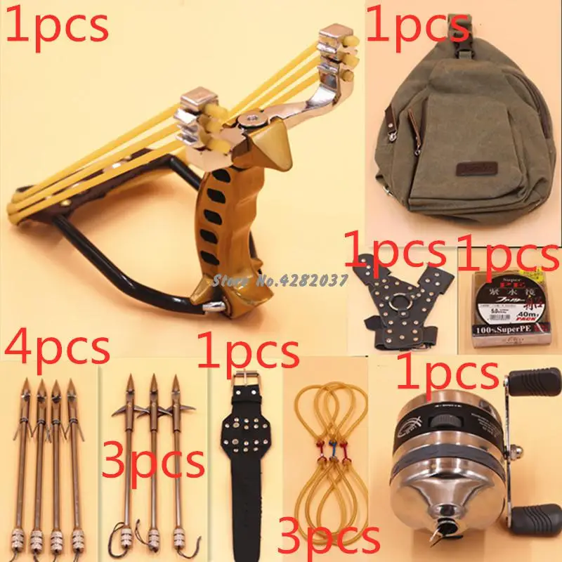 

Powerful Hunting Fishing Slingshot Stainless Steel Slingshot Professional Catapult Strong Sling Shot With Storage Bag