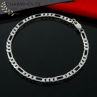 charmhouse bracelet silver 925 4mm figaro chain link bracelets bangles men women wristband pulseira wedding jewelry accessorie