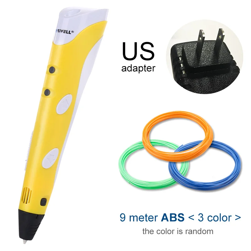 Yellow US Myriwell 3D печати Ручки 1,75 мм ABS Smart 3D ручка с нити для детей развивающая серия хобби игрушки - Цвет: Yellow US