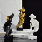 Скандинавская абстрактная Смола тишина-это Золотая маска, статуэтка, офисные Фигурки для интерьера, золотые, без разговоров, аксессуары для украшения дома