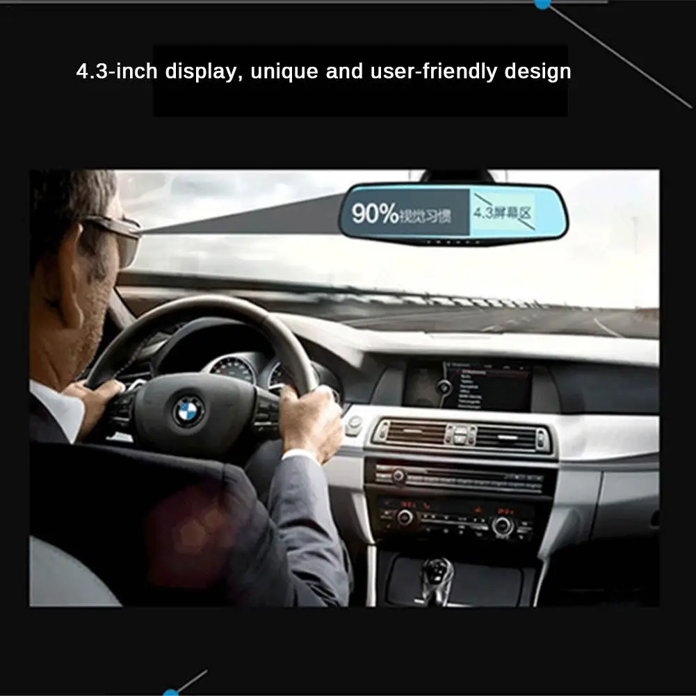 

4.3in Car Dvrs Video Recorder Dash Cam Full HD 1080P Mirror Cam Car Dvr Camera Loop Recording Motion Tracking Car Recorder 2021