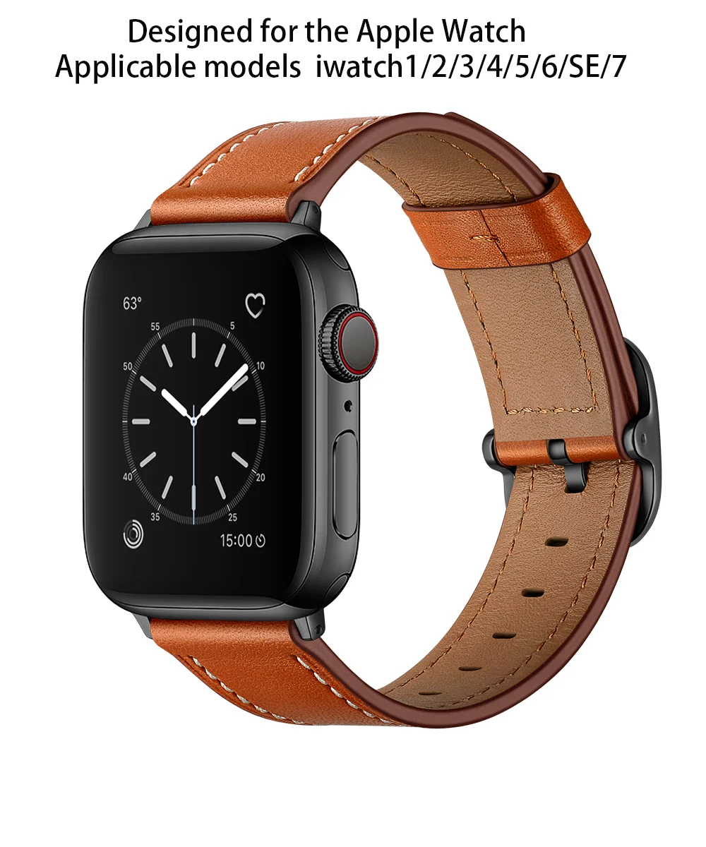 

Business Real Leather for Apple Watch SE 7654 Loop Bracelet Belt Band 42MM 38MM 44MM 40MM Strap on Smart iWatch 3 Watchband 45mm