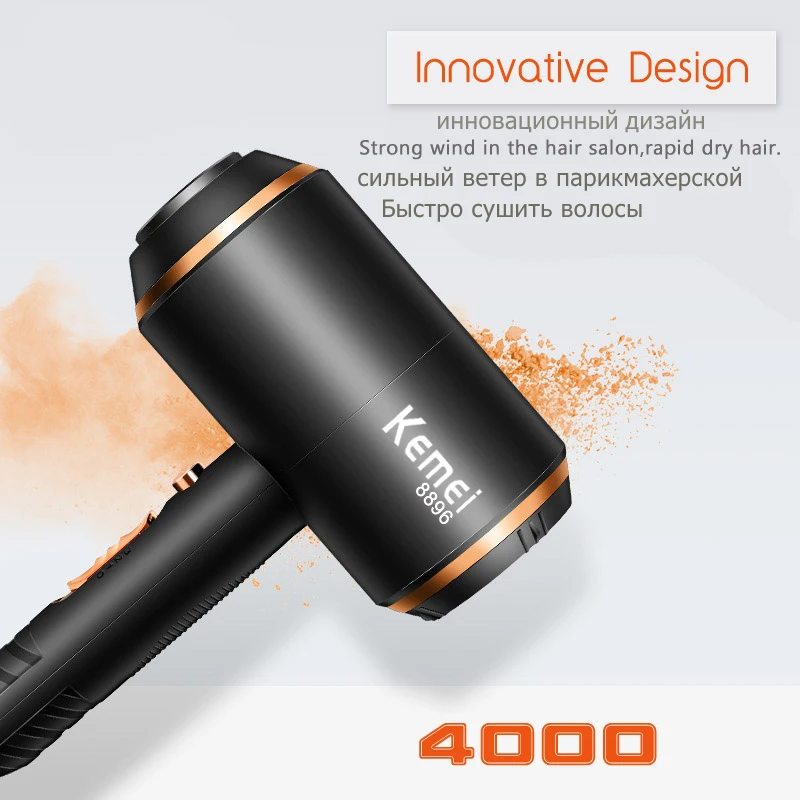 

Kemei 4000W Hair Dryer Professional Electric Blow Dryer Strong Power Blowdryer Hot /Cold Air Hairdressing Blow Hair Drying Tools