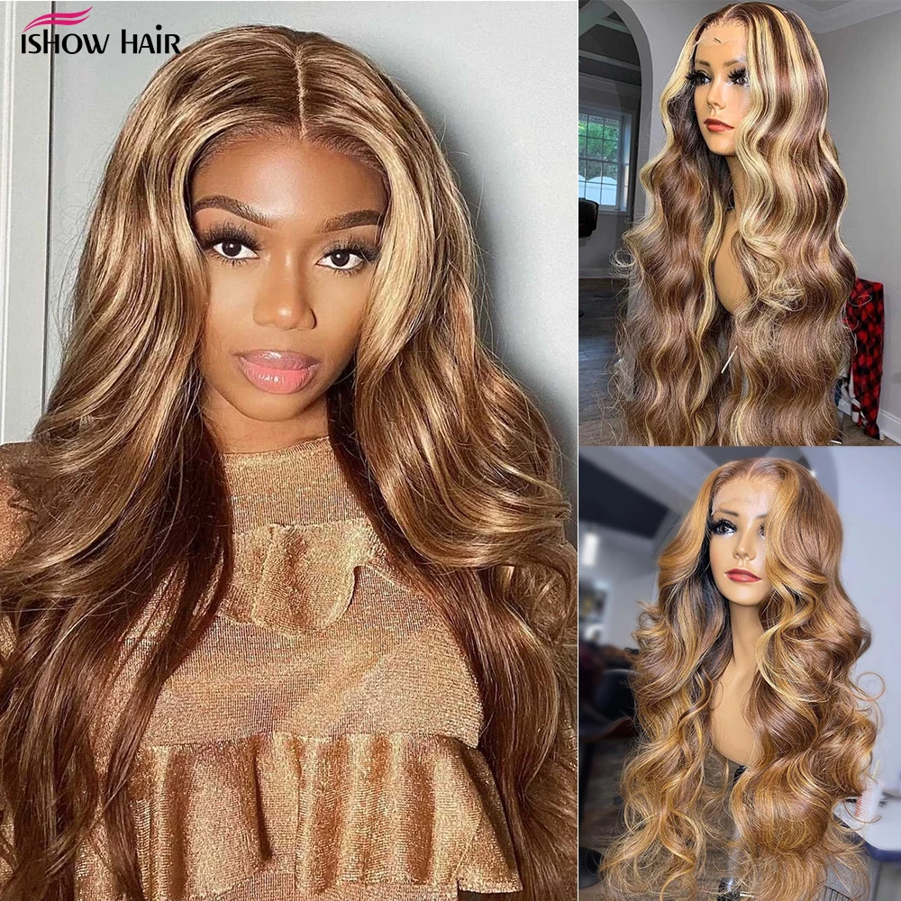 

Парик Ishow для женщин, прозрачный, волнистый, P4/27, 13X 4