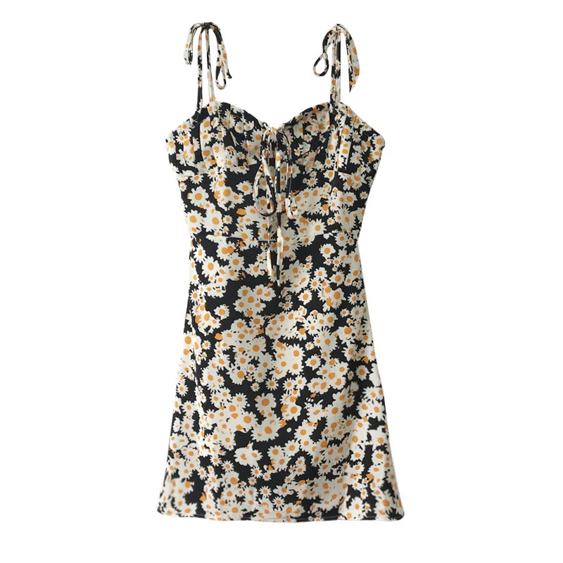 

Women's Summer Dress Floral V-Neck Sleeveless Mini Sundress Party Dress Spaghetti Straps Backless Sexy Short Bodycon Dresses