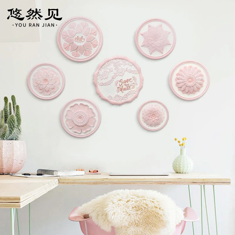 

Настенный Декор для дома с цветами, круглые подвески из смолы в скандинавском стиле, Настенный декор для детской комнаты, декоративные деко...