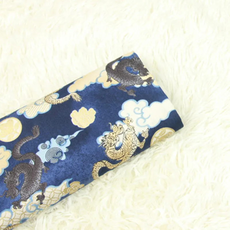 Half yard thin cotton fabric gilt dragon print handmade DIY patchwork bag garment dress cloth 100% T624 | Дом и сад