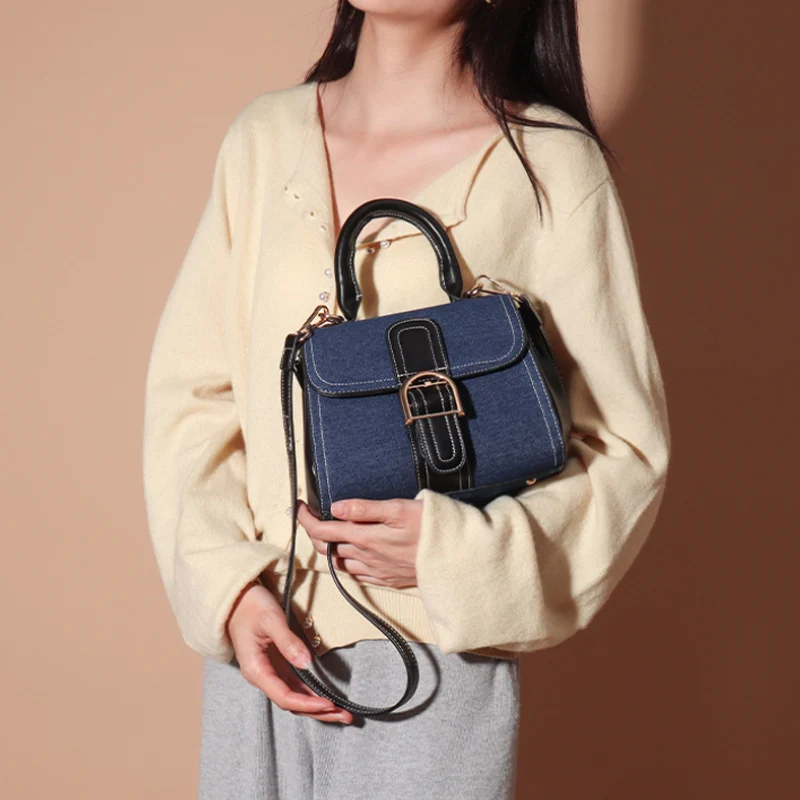 

Brand Designer Denim Handbag for Women Vintage Ladies Shoulder Crossbody Bags Side Cute Female Hand Bag Small Pu Leather New