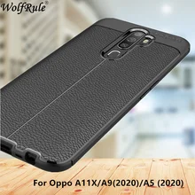 Wolfrule For Case Oppo A11X Case Fashion Lichee Style Silicone Rugged Hybrid Cover For Oppo A11X Cover For Oppo A11X A11 X Case