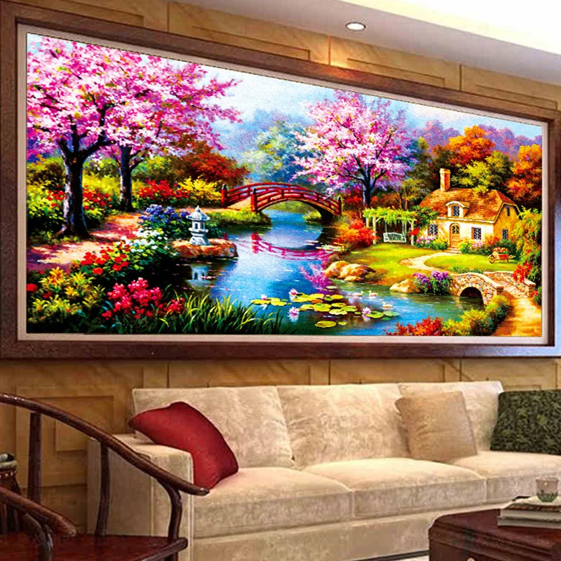 Алмазная вышивка пейзажа Круглый Алмазный пейзаж струящаяся вода стразы 5D