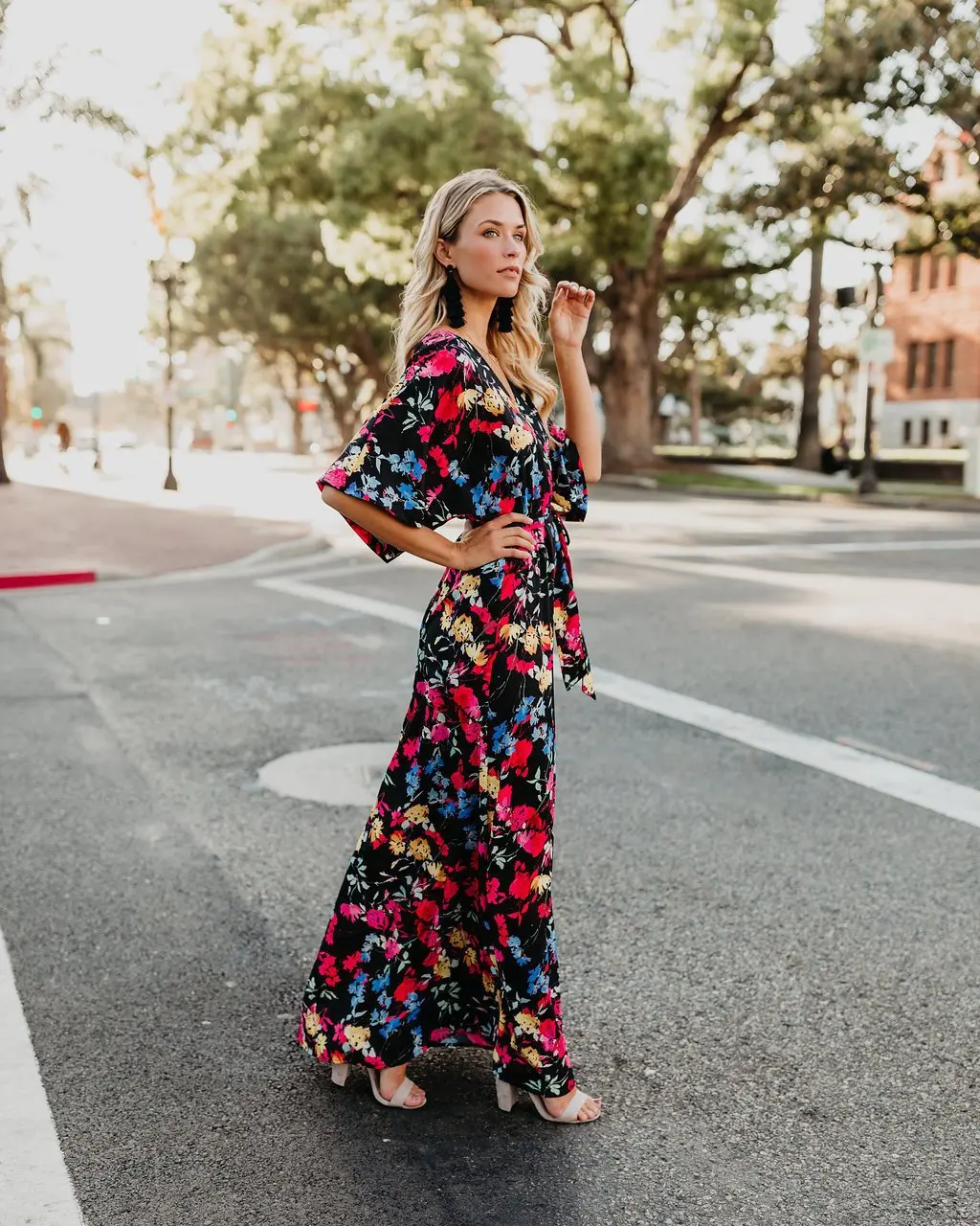 

Plus Size Party Dresses Sexy Print A-line Bohemian Sashes Batwing Sleeve Clothes Fall Red Dress Women Clothes 2021