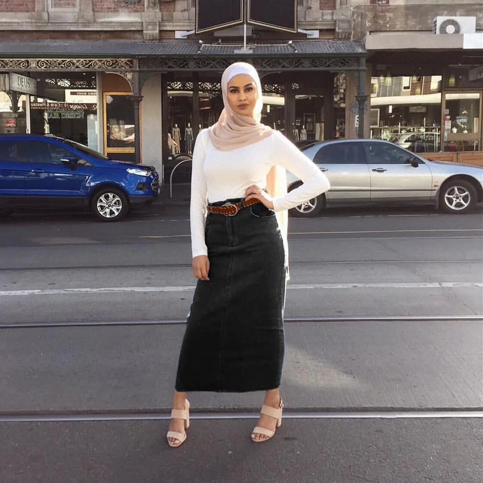 Фото Women's Jeans Long Skirt Faldas Mujer Moda Bottoms Bodycon Pencil High Waist Ramadan Jupe Longue Femme Spodnica Islamic Baju Women's Jeans Long Skirt Faldas Mujer Moda Bottoms Bodycon Pencil High Waist Ramadan Jupe Longue Femme Spodnica Islamic Baju