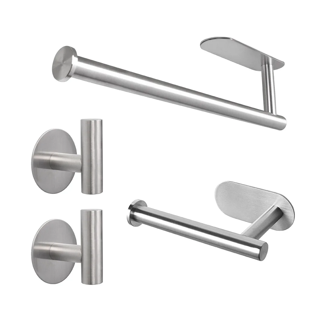 

Paper Towel Holder Stainless Steel Toilet Paper Holder Bathroom Kitchen Roll Holder Wall Mounted Storage Rack Organizer Shelf
