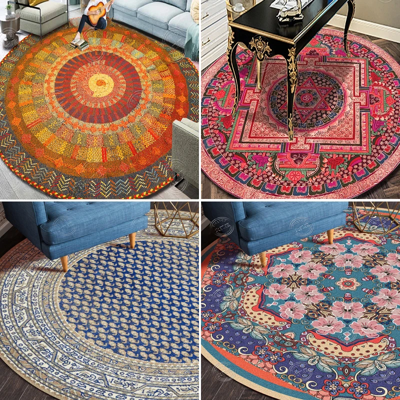 

Persian Style Round Carpets For Living Room Bedroom Rugs And Carpets Large size Decor Floor Mat Study Coffee Table Area Rug