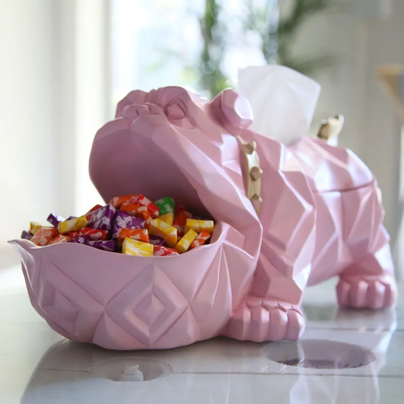 

Nordic Geometric Lucky Dog Modern Multifunctional Household Tissue Box Dried Fruit Candy Plate Creative Home Decoration Gift