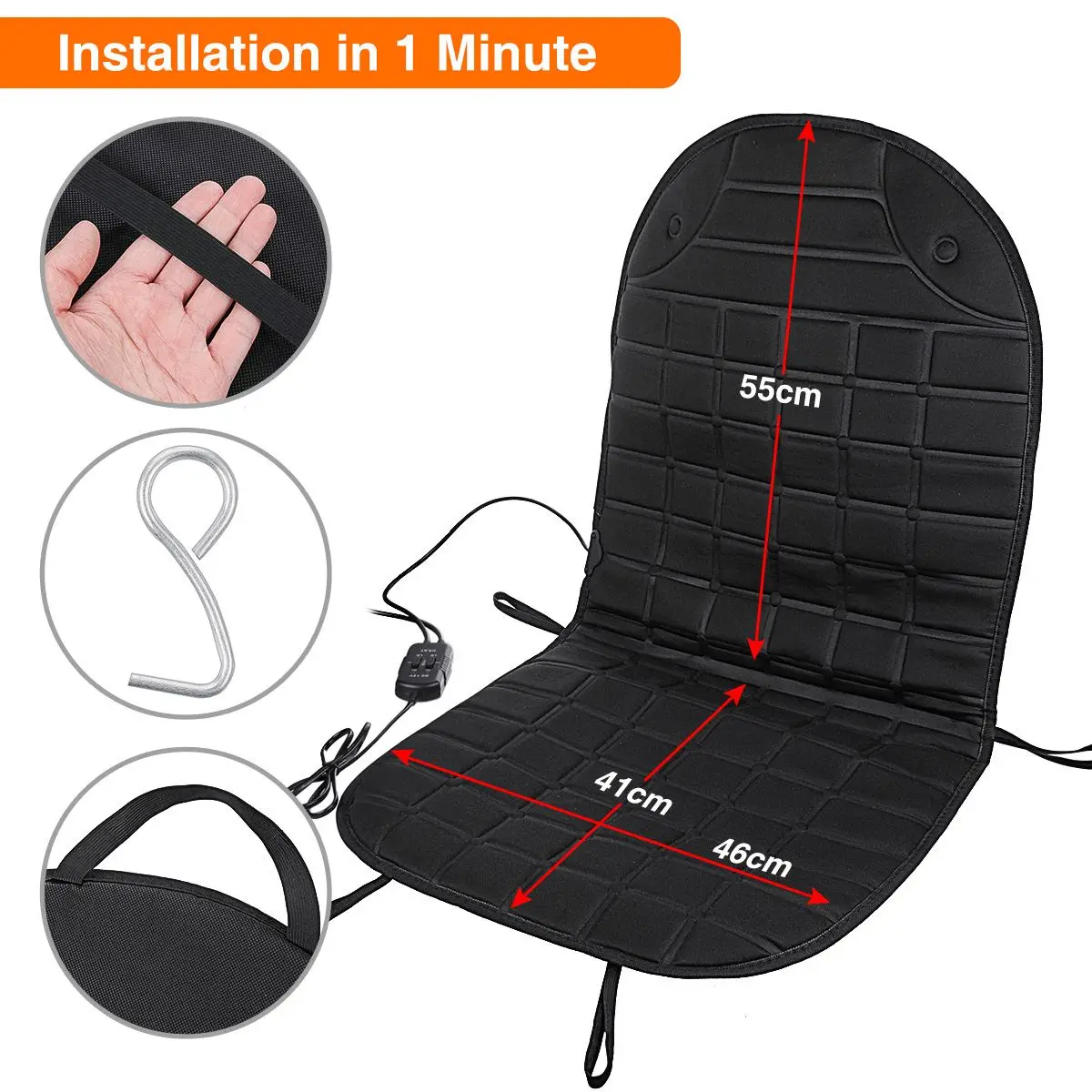 

2pcs Fast Heated Seat Cushion Winter Car Electric Heated Seat Cover Car Styling Winter Pad Cushions Heating Cover Universal