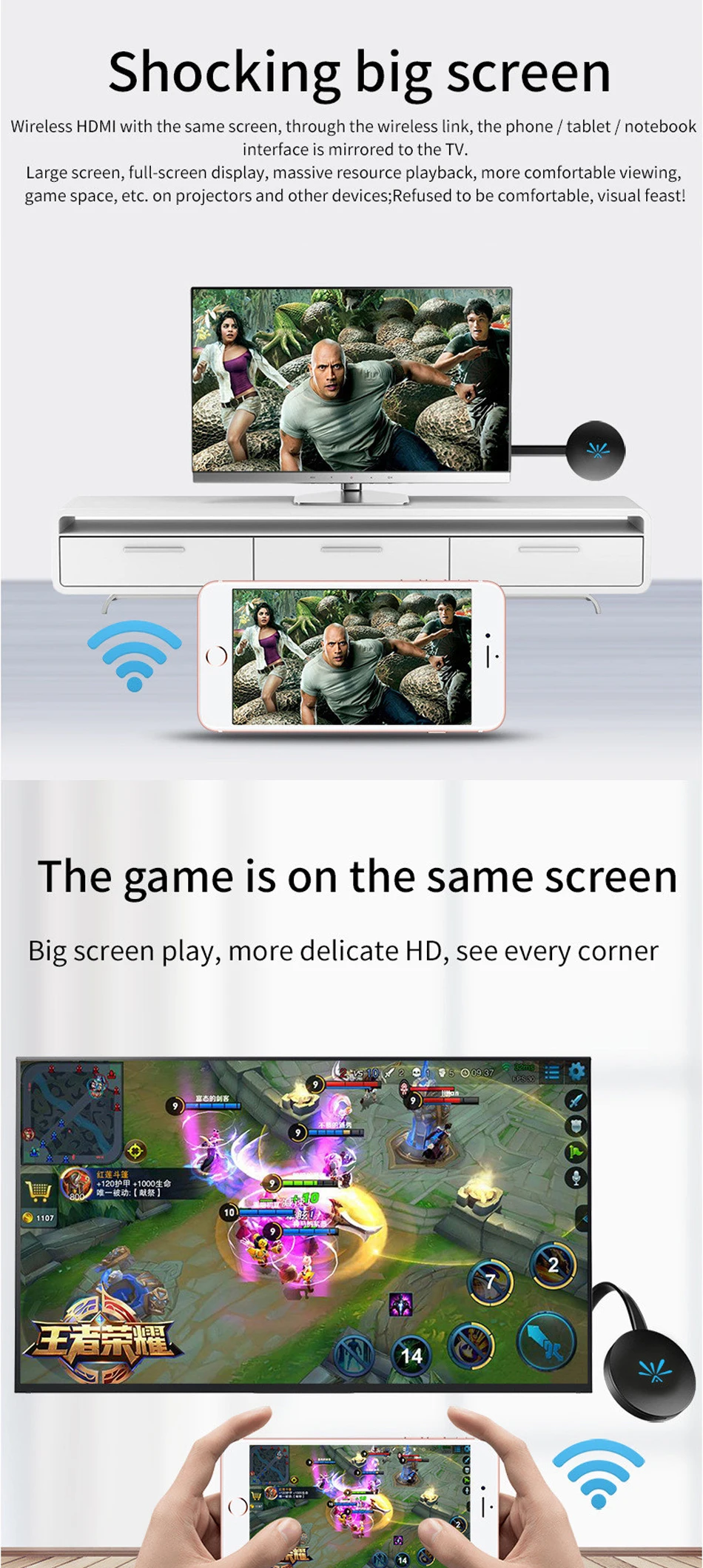 JKING G6 tv Stick 2,4 ГГц видео WiFi дисплей HD экран зеркальное ТВ Беспроводной приемник ключа для Google Chromecast 2