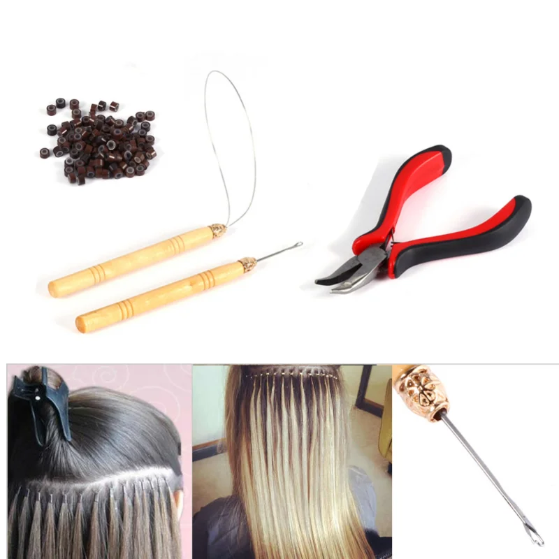 100 шт. Силиконовые микро звенья/бусины + 1 игла для вытягивания кольцевая