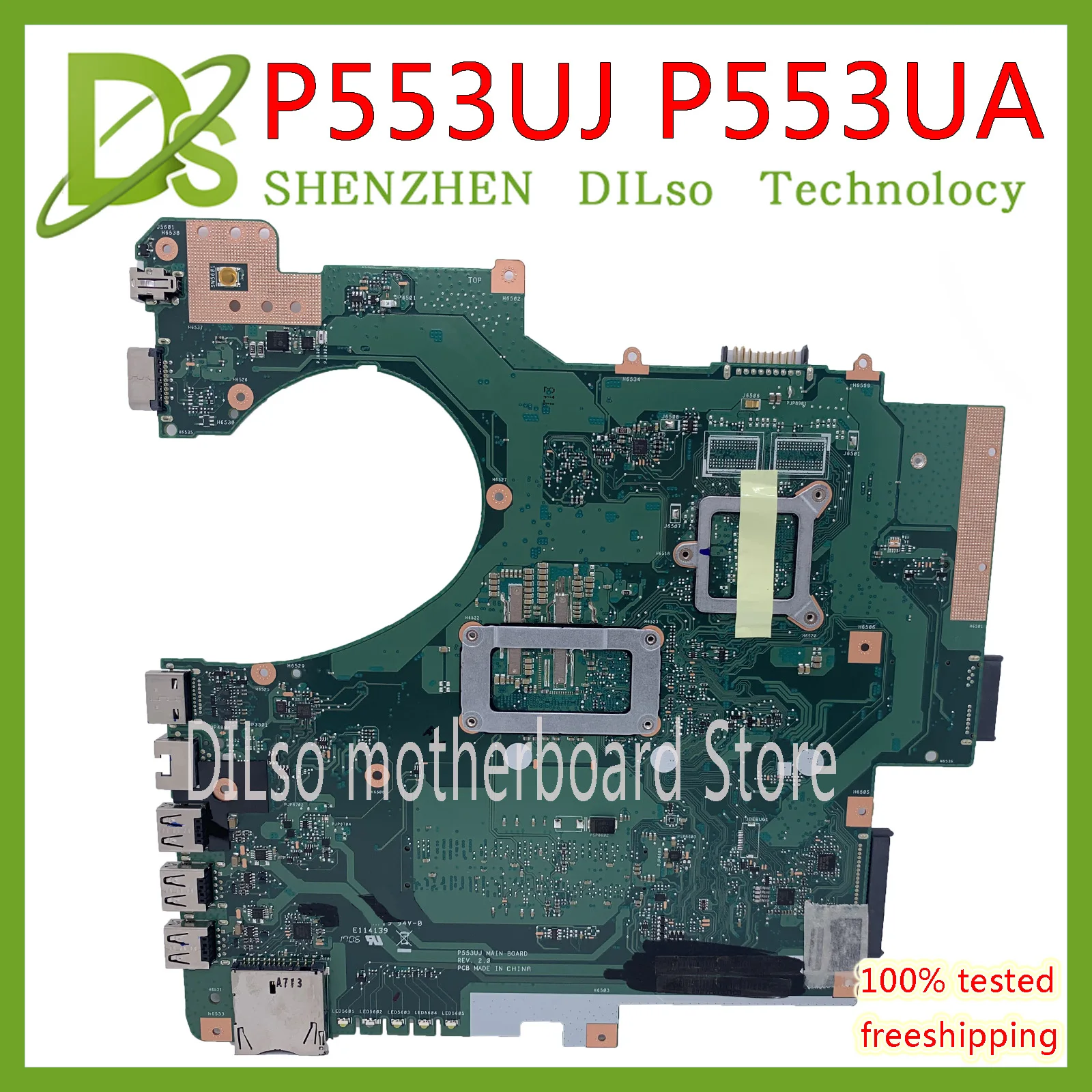 Online KEFU P553UA Motherboard Für ASUS P553UJ PRO553U PRO553UJ P553U Laptop Motherboard I5-6200U Test Arbeit 100% Original Motherboard