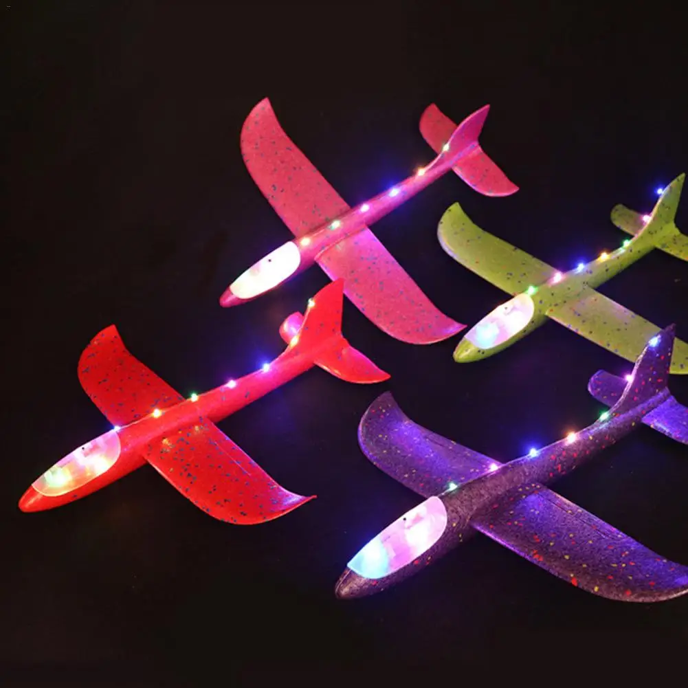 

8 Color LED 36CM Hand Throw Flying Glider Planes Foam Aircraft Model EPP Resistant Breakout Aircraft Party Game Children Fun Toy