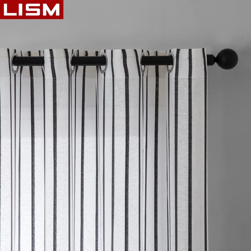 LISM полосатые прозрачные Занавески s для спальни окна гостиной кухни занавески