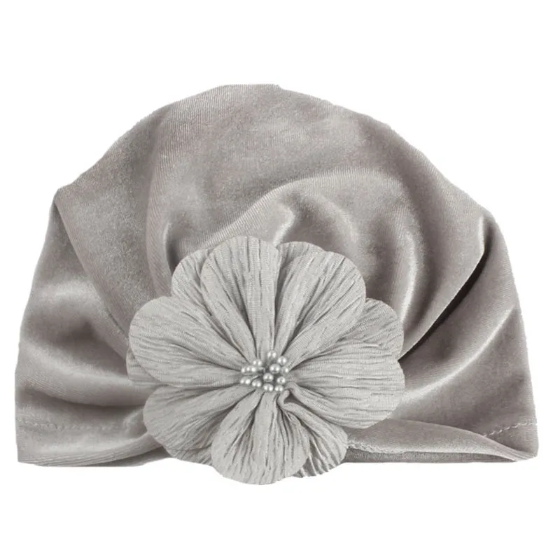 style1 grey Новая бархатная детская шапочка колпачок, мягкая однотонная шляпка для девочки, тюрбан, милая детская шапка, широкий берет-Боб, реквизит для фотосъемки новорожденных - Цвет: style1 grey
