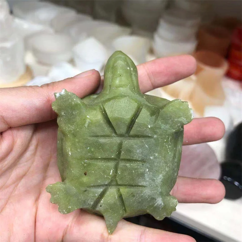 Зеленая Нефритовая черепаха натуральные камни кварцевые кристаллы Helaing Reiki