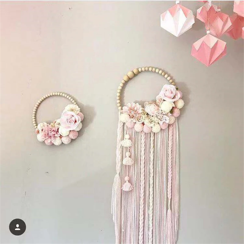 Подвесная подвеска с цветами и кисточками украшение на стену в скандинавском