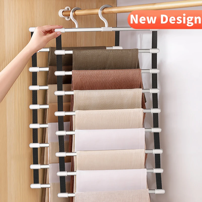 

Foldable Pants Hangers Holders 6/8 Layers Trousers Hanger Storage Rack Wardrobe Closet Organizer Wardrobe Clothes Hanger Racks