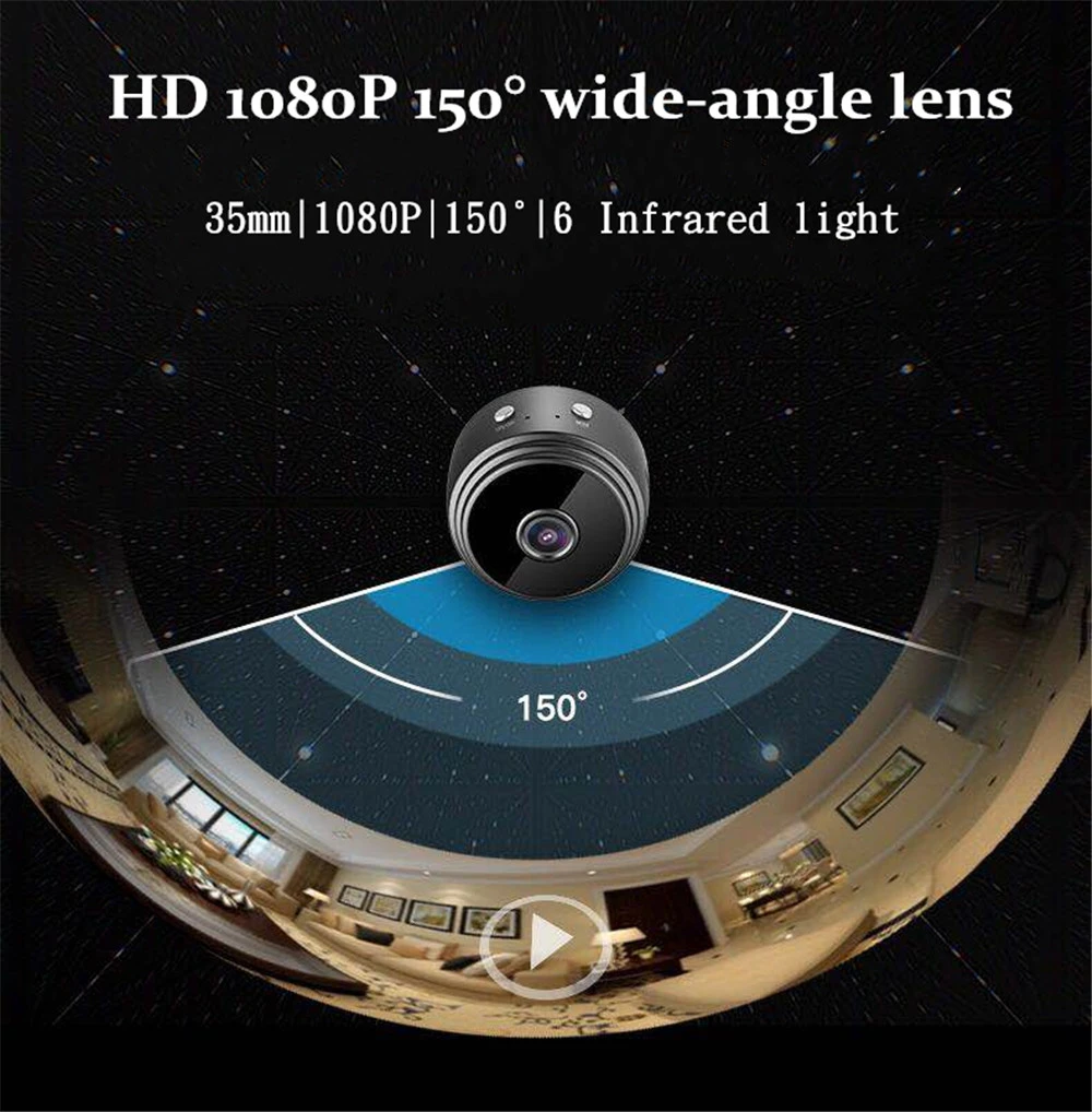 Мини Wi-Fi-камера 1080P HD IP-камера беспроводная домашняя Камера Безопасности ИК