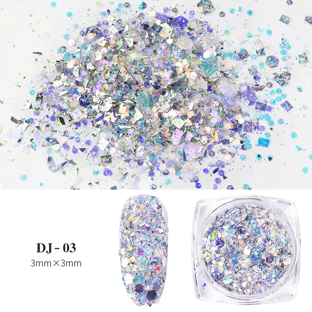 

Silvery Nails Mermaid Flakes Sparkly Hexagon Nail Art Glitter Flakes 3D Colourful Sequins Polish Manicure Nail Art Decoration