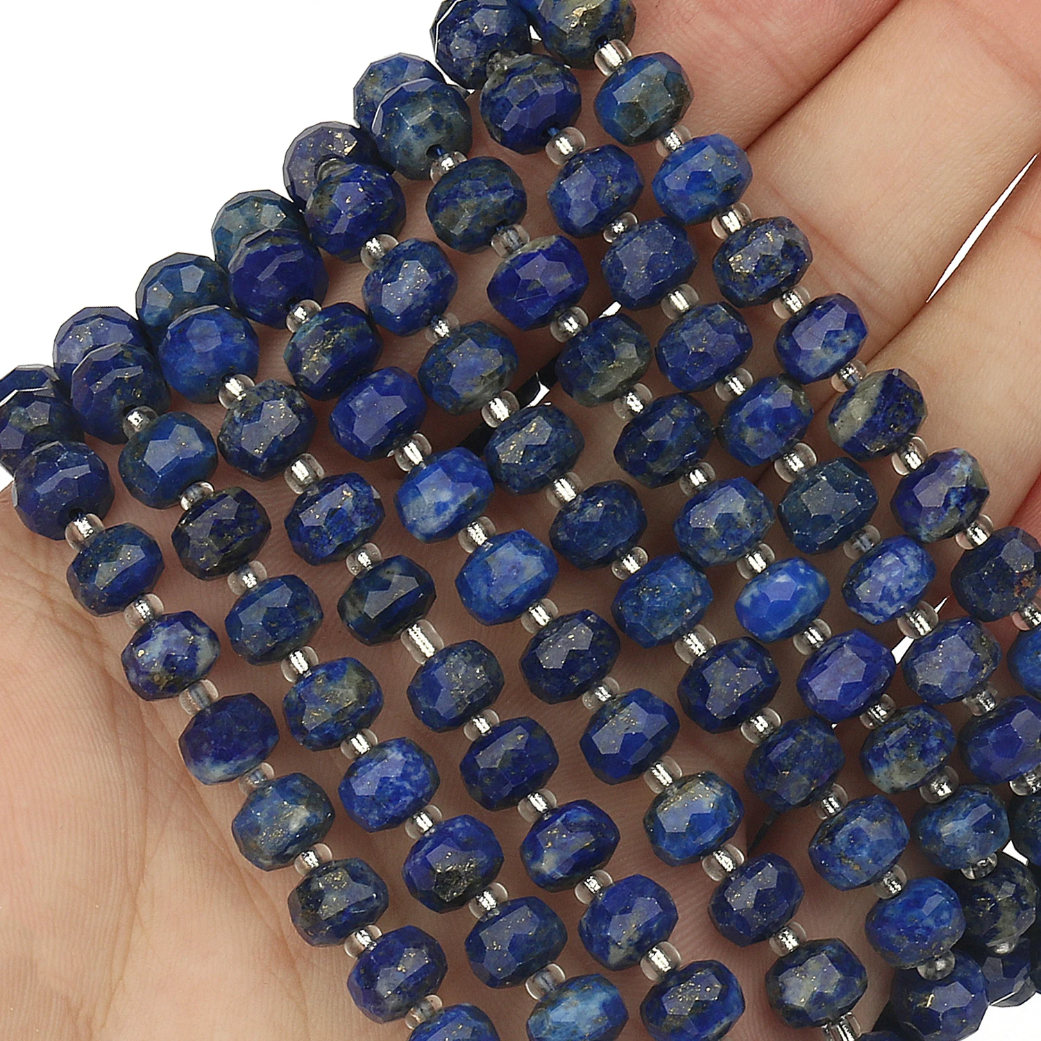 

8x6mm Natural Stone Faceted Rondelle Lapis Lazuli Beads Wheel Shape Spacer Beads For Jewelry Making DIY Charm Bracelet Necklace