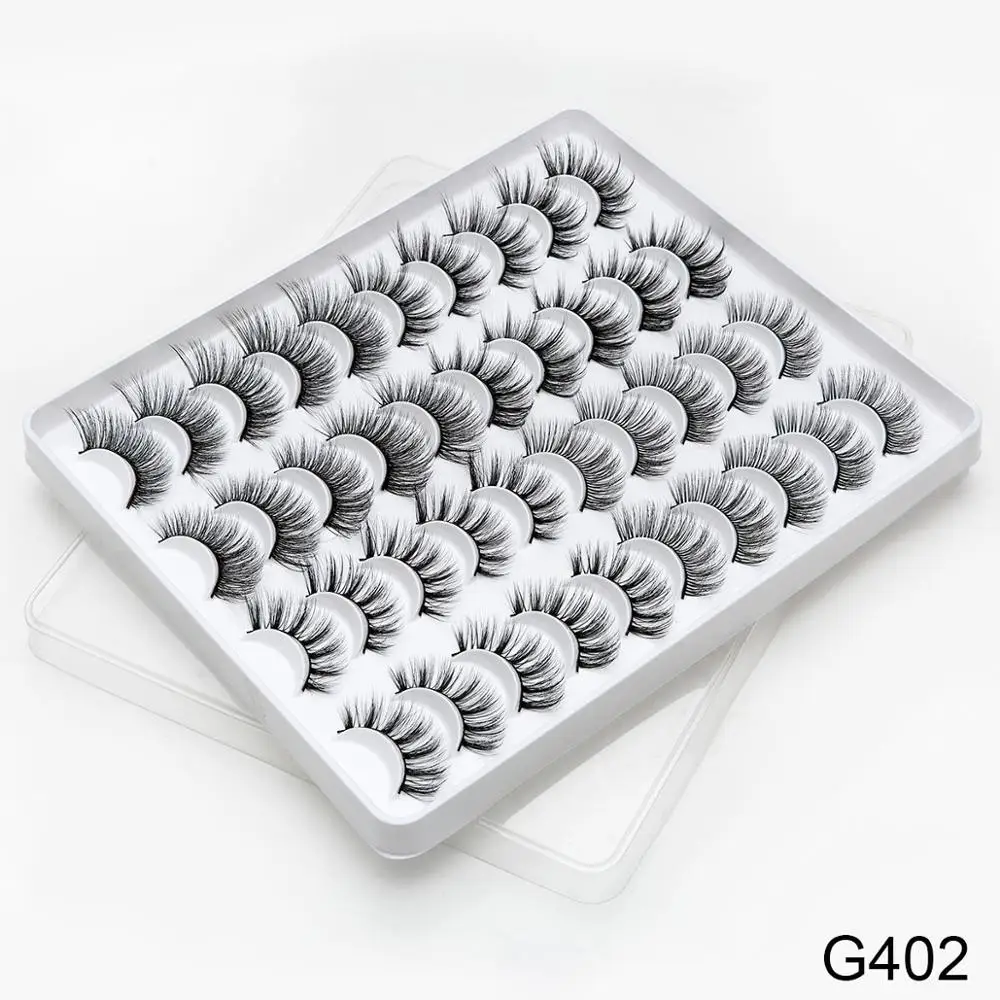G402 2/20 пар, натуральные накладные ресницы ручной работы, норковые ресницы, длинный макияж, натуральные норковые ресницы, накладные ресницы, норковые ресницы - Цвет: G402