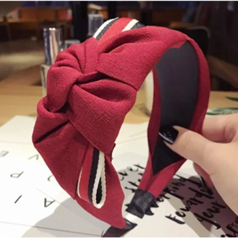 

Side Big Bow Knotted Headband for Adults Girls Hair Accessories Striped Bowknot Hairband Women Wide Head Band Color Blocking
