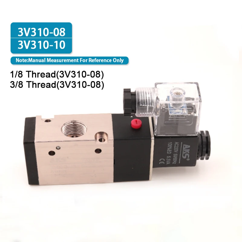 

Pneumatic Electric Solenoid Valve 3V310-08/10 3 Way 2 Position Gas Control Air Magnetic Valve DC/AC Coil Volt Hose Fittings
