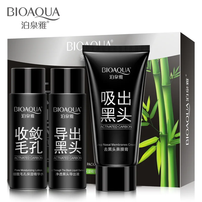 

BIOAQUA с бамбуковым углем черная маска, 3 шага, глубокое очищение, очищающее средство для удаления черных точек, Антибликовая маска, уход за лиц...