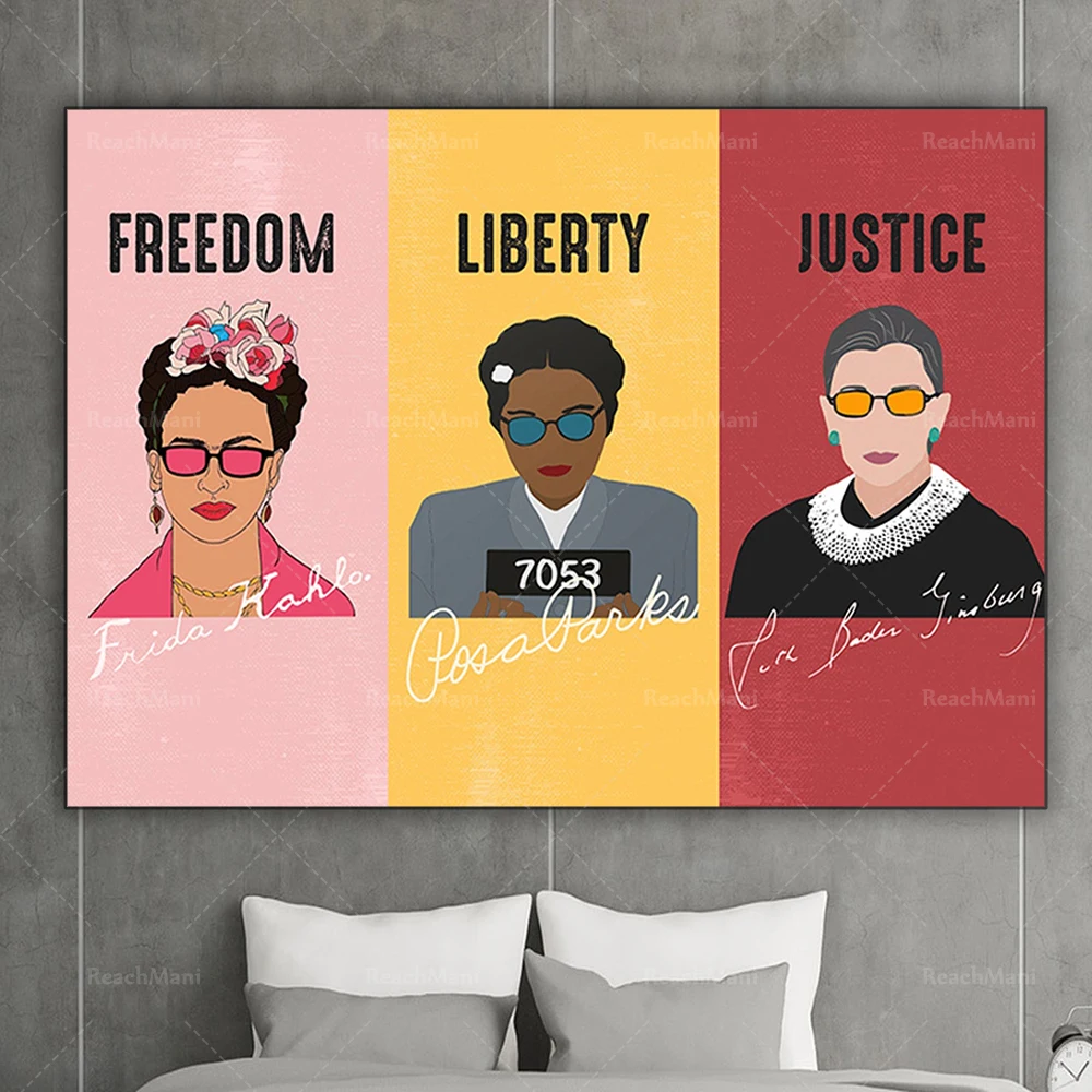 

Influential women poster canvases in the world, freedom, freedom and justice, empowered women prints, feminist murals, famous wo
