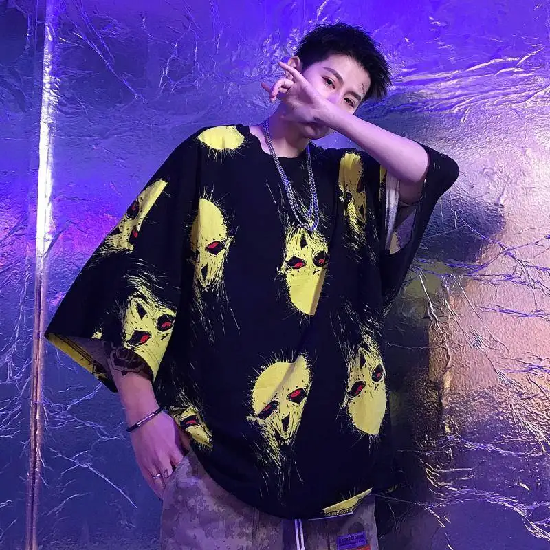 

2020 Summer Oversized Japan T Shirts Men Hip Hop T-shirt Cotton Loose Tee Shirt Casual Korean Loose Black Tshirt Streetwear Male