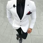 Классический белый пиджак, черные брюки, официальный мужской костюм, Модный свадебный костюм для жениха, индивидуальный костюм для мужчин 2021