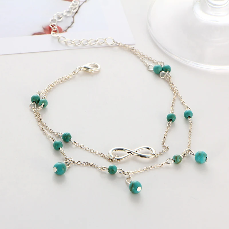 Богемный браслет на лодыжку бусины многослойные браслеты ножные ногу цепочка