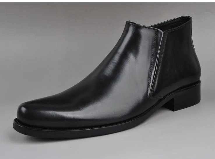 

QYFCIOUFU New Arrival Man High-Top Platform Boots Shoes Genuine Leather Round Toe With Zipper Handmade Men's Dress Ankle Boots
