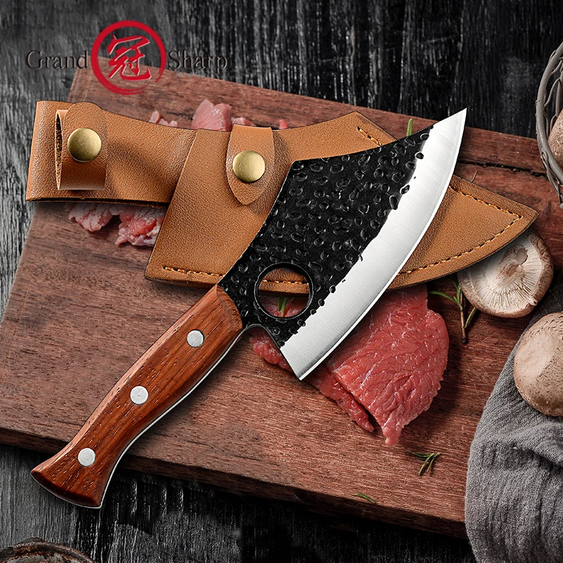 

Grandsharp Chef Knife Forged Stainless Steel Kitchen Knive for Meat Fish Vegetable Outdoor Camping Slicing Cleaver Butcher Knife