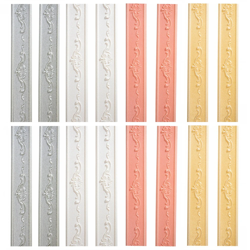 

Self Adhesive Waterproof Baseboard Wallpaper Border Wall Sticker Living Room Bedroom Home Decorations 3D Foam Wall Stickers