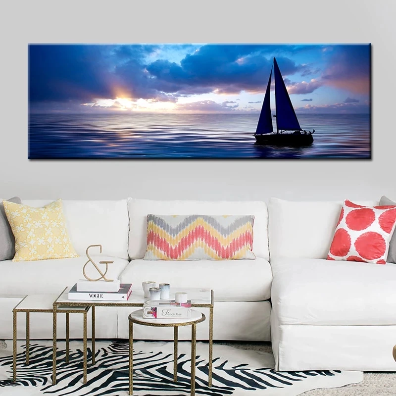 Картина на холсте Лодка синем море