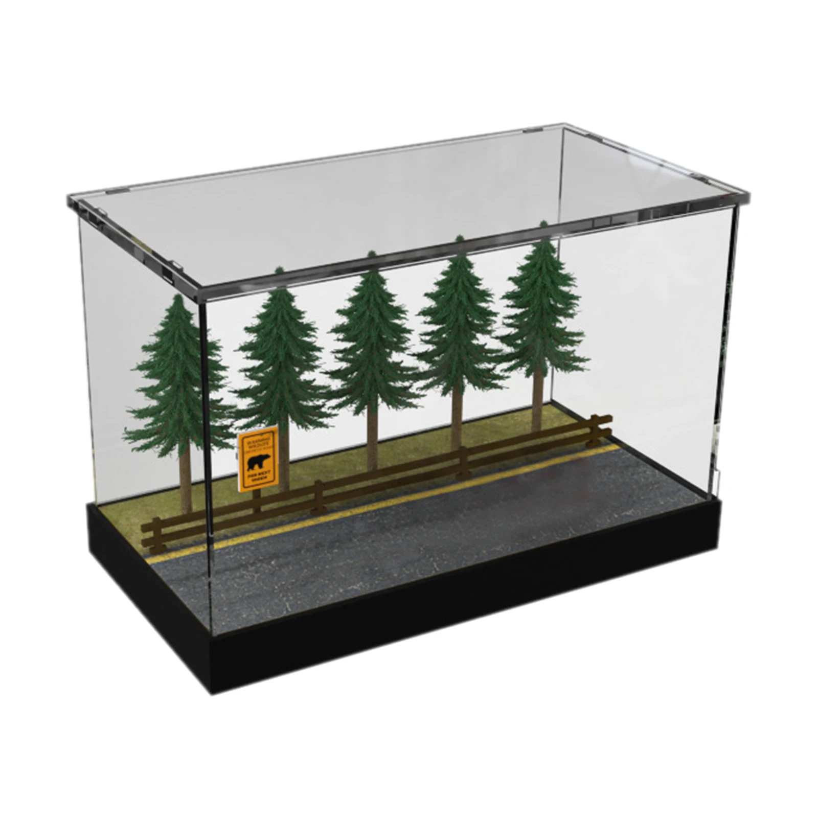 

1:64 Scale Diorama Parking Lot Scene Model Mini Car Display Case Showcase w/ Dustproof Cover Model Decor