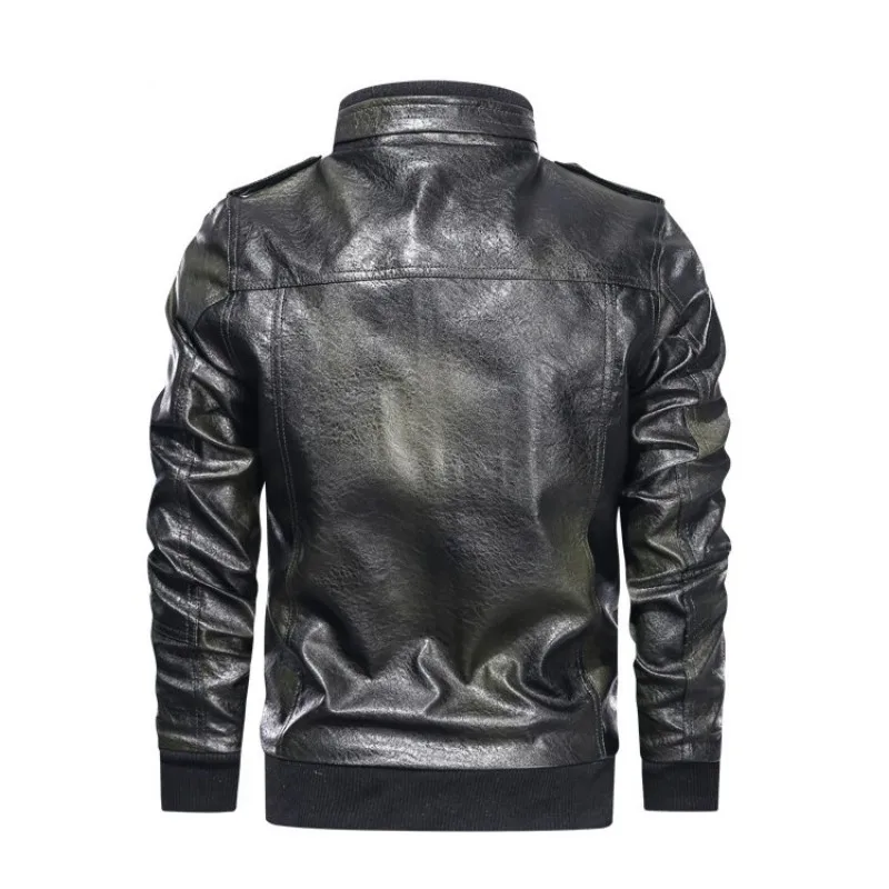 

Autumn Men Pu Leather Stand Collar Windproof Moto Biker Jacket Plus Size 5XL Outwear Coat Fashion Man Faux Leather Bomber Jacket