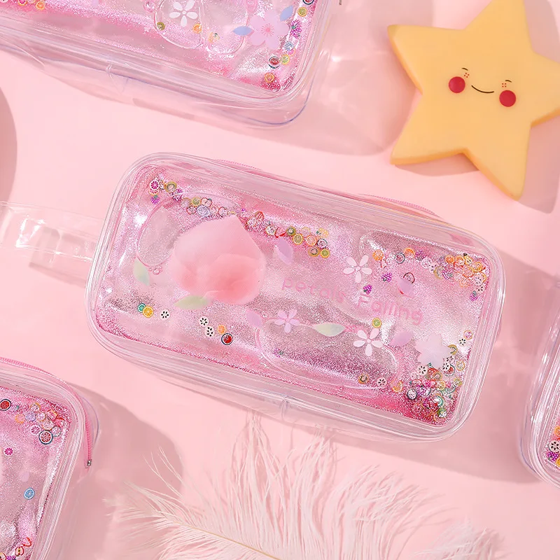 Милые канцелярские принадлежности авокадо прозрачный зыбучий песок ручка сумка