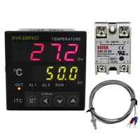inkbird digital pid controller ac100 220v itc 100vh k sensor 25da ssr temperature regulator thermostat with k thermocouple
