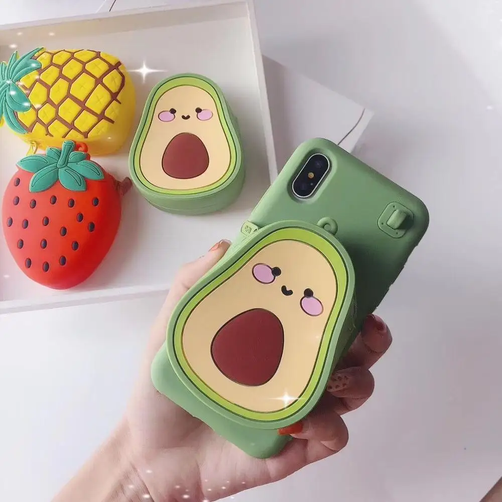 ORYKSZ 3D Прекрасный авокадо кошелек с ананасом силиконовый чехол для телефона IPhone X