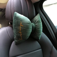 nordic style velvet neck guard car headrest fashion hot stamping plush bowknot car back neck pillow girls gift car decoration